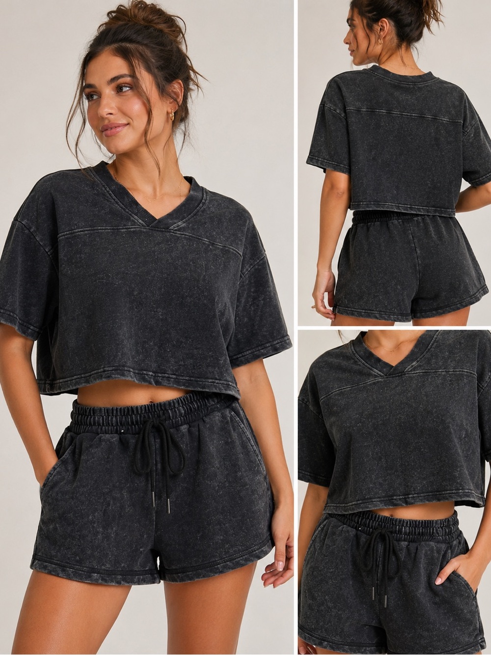 Harmony & Balance Mineral Wash Lounge Set Charcoal Small Matching Set